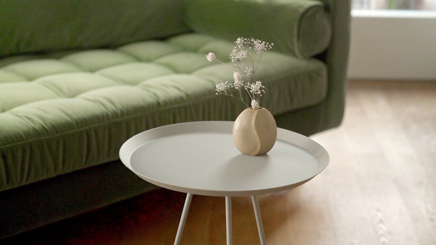 Minimalistische bijzettafel rond zandgrijs| Minimalist sidetable metal round | Minimalistische Beistelltische Rund weiss| | Mesas auxiliares minimalista redonda