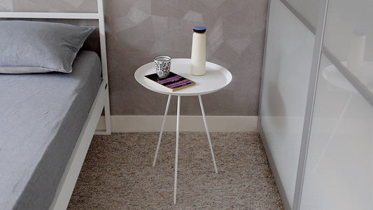 Minimalistische bijzettafel rond wit | Minimalist sidetable metal round | Minimalistische Beistelltische Rund weiss| | Mesas auxiliares minimalista redonda