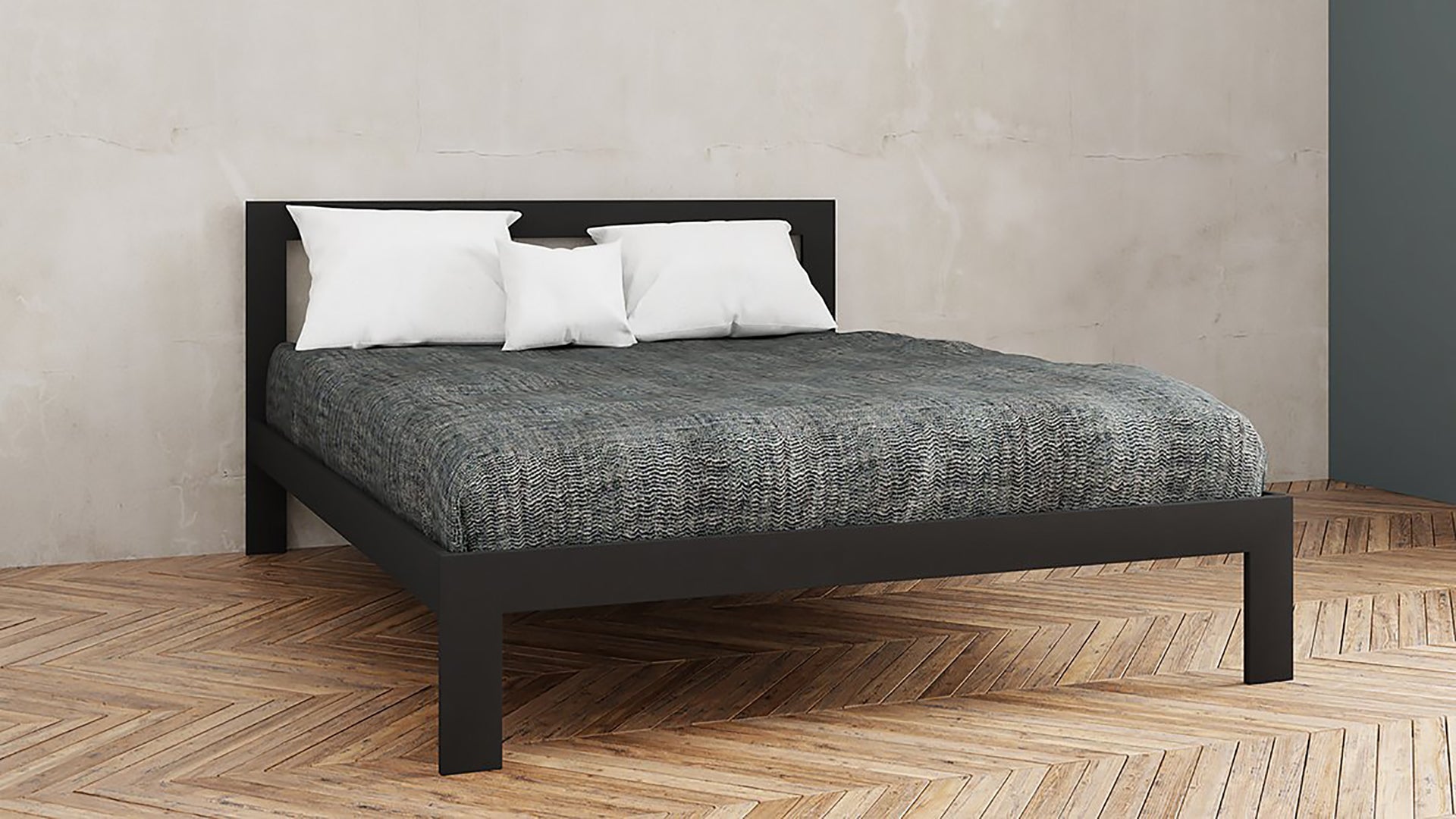 Metalen bedframe 180x200cm zwart | Metalen design bedden op Maat | Minimalistisch design bedden | Minimalistische Betten | Stahl Bett  nach Mas gemacht | Bett Schwarz 180x200 |  Camas minimalistas|
