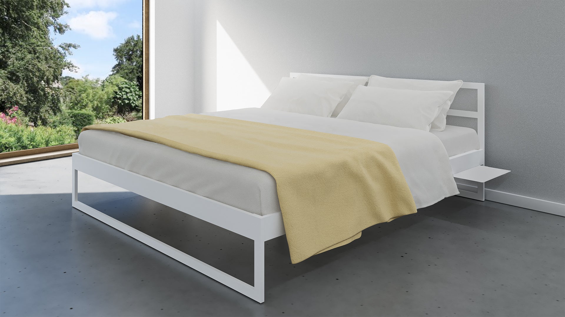Minimalistisch design bed wit 160x200cm | metalen bedframe wit 160x200cm | Modern design bed | Metallbett Weiss 160x200cm| Stahlbetten | Minimalistische Betten | Minimalist design beds | Cama minimalista blanca 160x200cm|