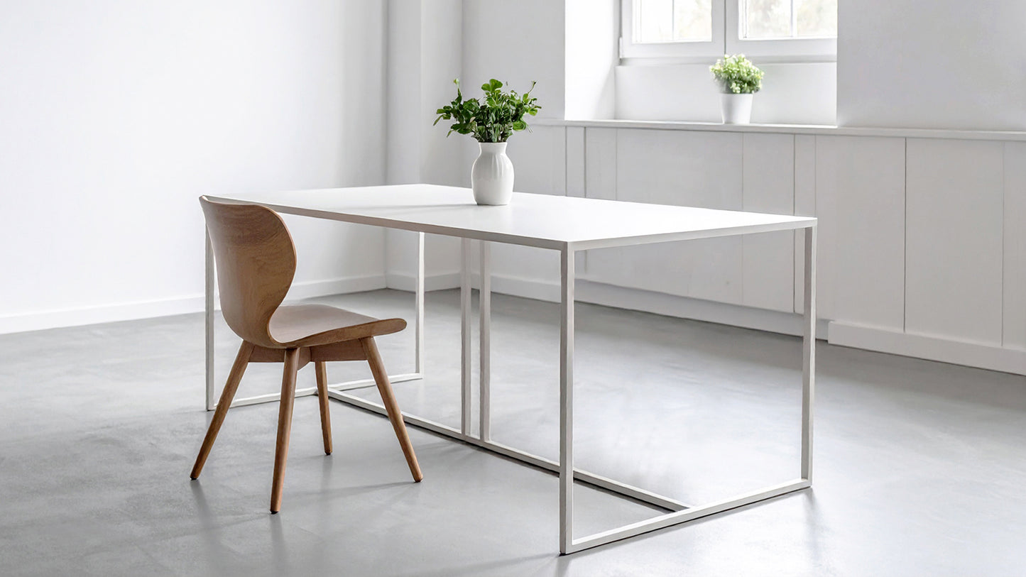 Minimalistisch design eettafel wit 200x100cm | Metalen eettafel | strakke eettafel | Minimalistische Esstische | Esstisch aus Metall | Mesa de comedor minimalista blanca| Minimalist design dining tables |