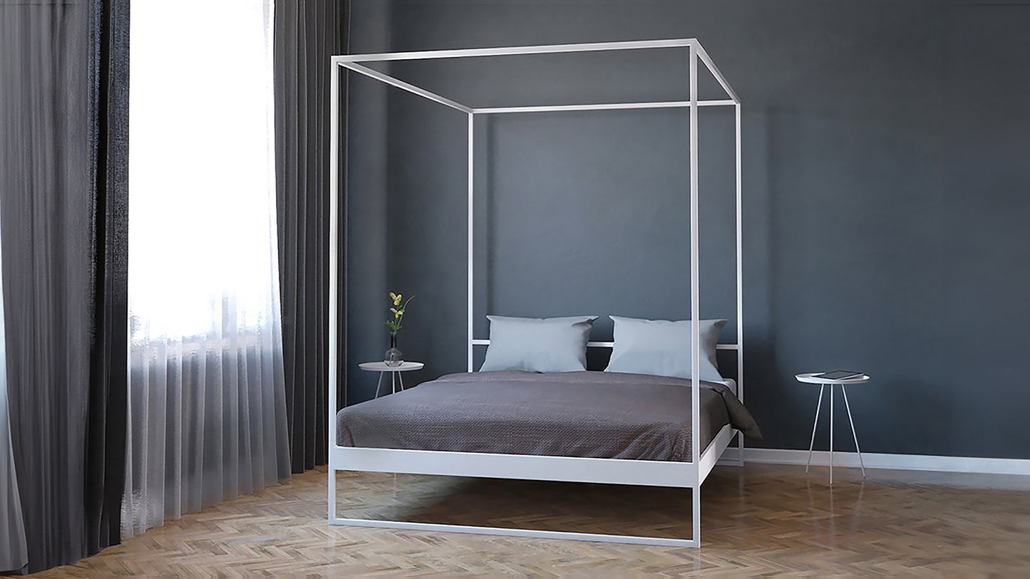 Hemelbed wit 160x200cm | Modern hemelbed | Minimalistisch design  bedden |Hemelbed metaal  | Stalen Hemelbed |
Minimalistische Himmelbetten Weiss | Metall Himmelbett Weiss| Camas dosel minimalistas | Canopy bed 160x200cm White