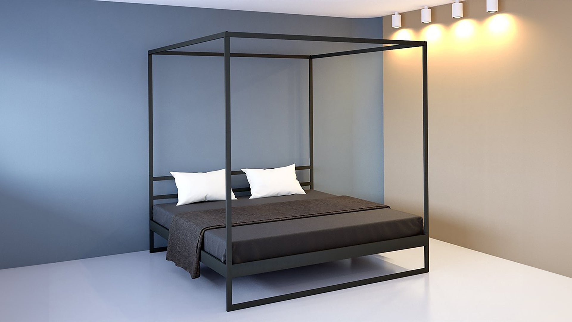 Hemelbed zwart 160x200cm | Metalen hemelbed | stalen hemelbed  | Minimalistische hemelbedden | Minimalistische Himmelbetten | metallbetten | Minimalist design beds | Camas dosel minimalistas | Canopy bed