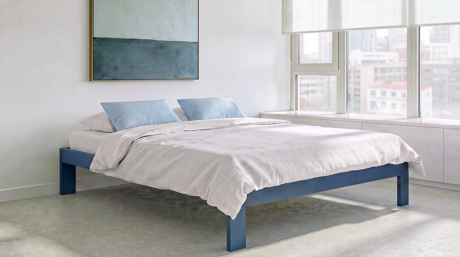Metalen bedframe met minimalistisch design | Modern metal bed frame with minimalist design | Minimalistisches Metallbett mit klarer Linienführung | Cama de metal moderna con diseño minimalista