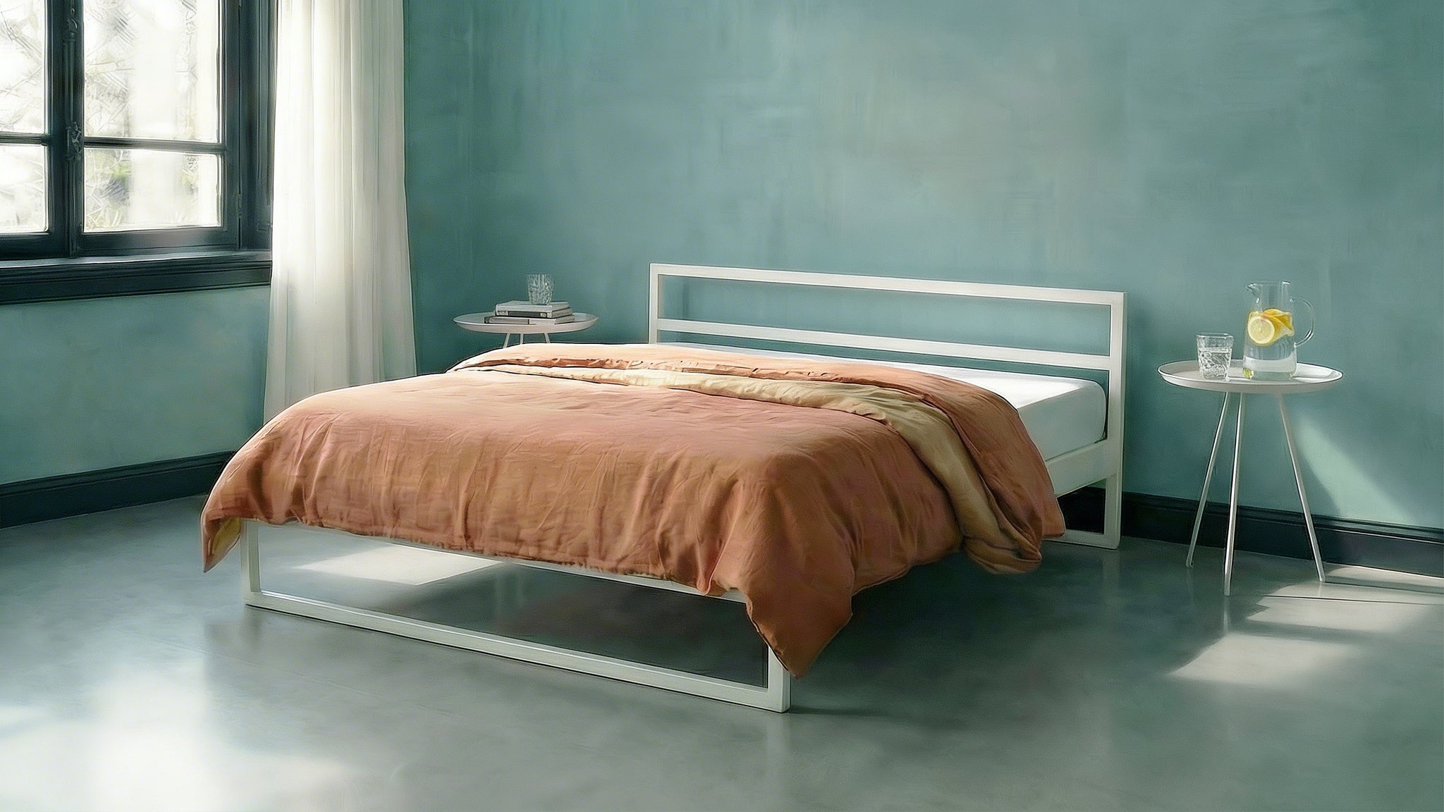 Eigentijds metalen bedframe in moderne stijl | Minimalistisches Design Bett mit stabilem Metallgestell | Cama de metal de diseño elegante y moderno