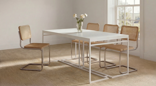Minimalistisch design eettafel | Metalen eettafel | Witte strakke eettafel | Minimalistische Esstische | Esstisch aus Metall Weiß| minimal design eettafel | Mesas de comedor minimalistas | Minimalist design dining tables | 