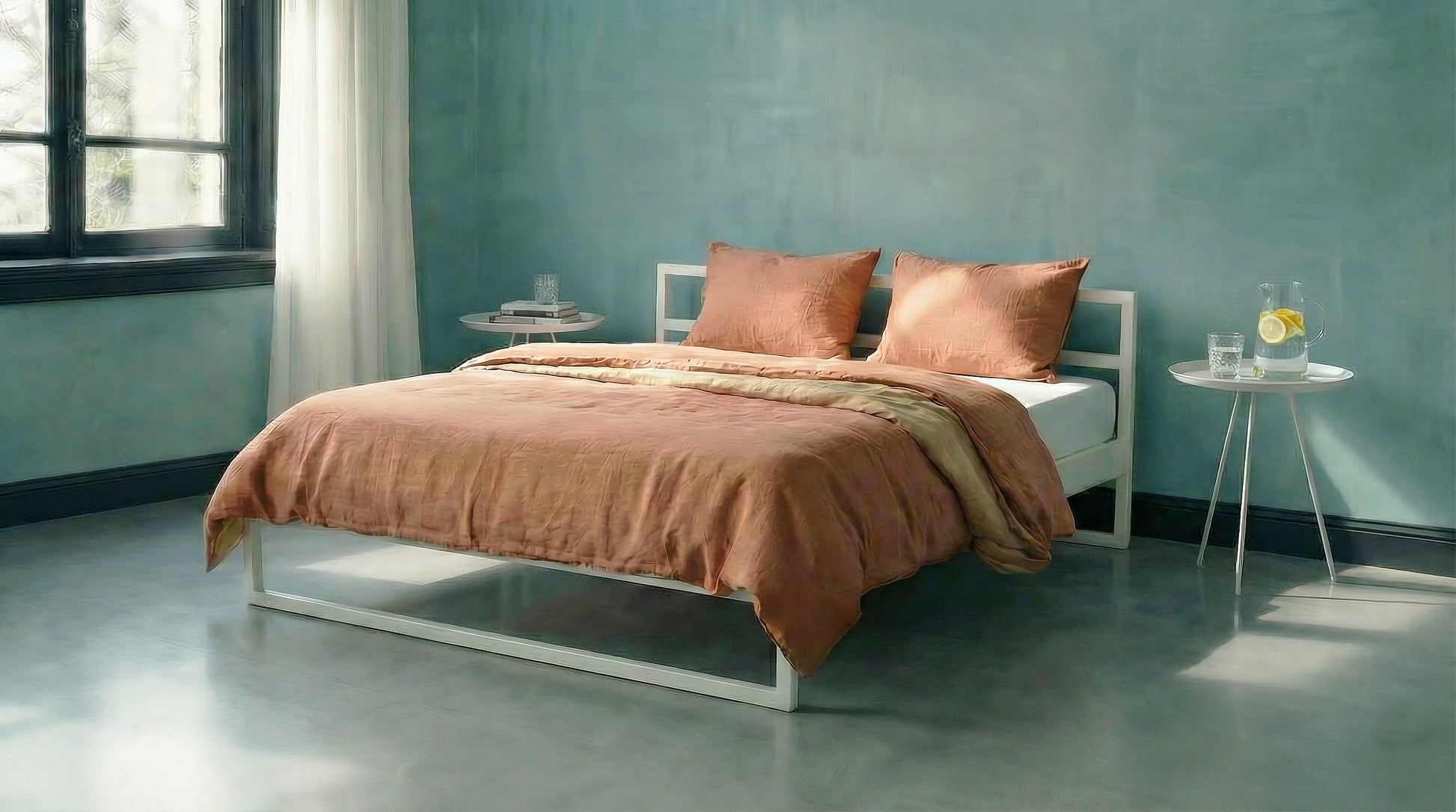 Eigentijds metalen bedframe in moderne stijl | Minimalistisches Design Bett mit stabilem Metallgestell | Cama de metal de diseño elegante y moderno