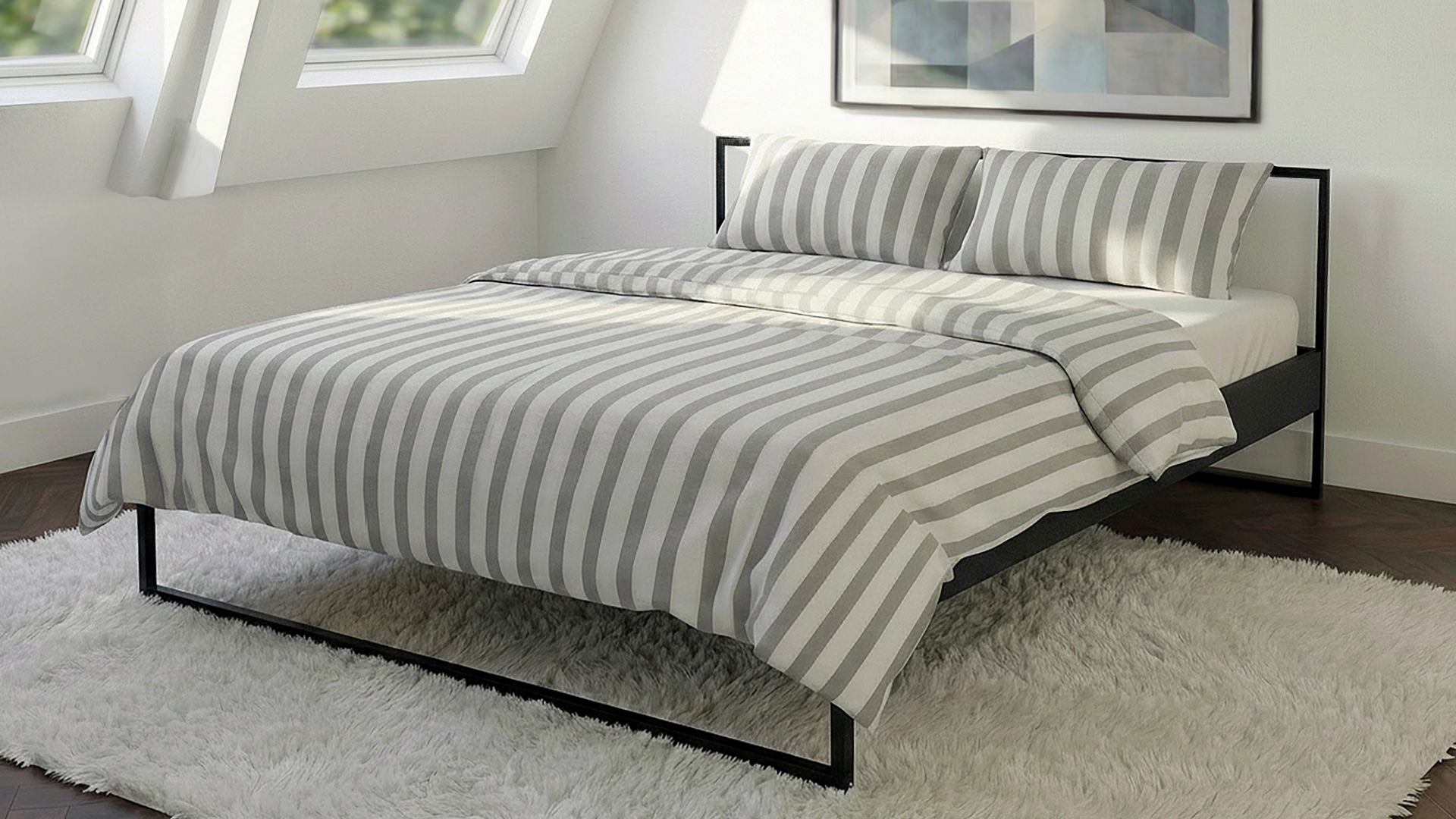 Zwart Metalen bedframe 160x200cm  Metalen design bedden |Minimalistisch design bedden  | Minimalistische Betten | Stahl Bett 160x200cm|  Camas minimalistas| 
