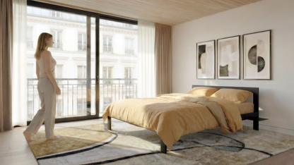 Zwart metalen bedframe met minimalistisch design| Schwarzes Metallbett im minimalistischen Design, |Modern black metal bed frame with minimalist design for stylish bedrooms| Cama de metal negra con diseño minimalista, estructura moderna