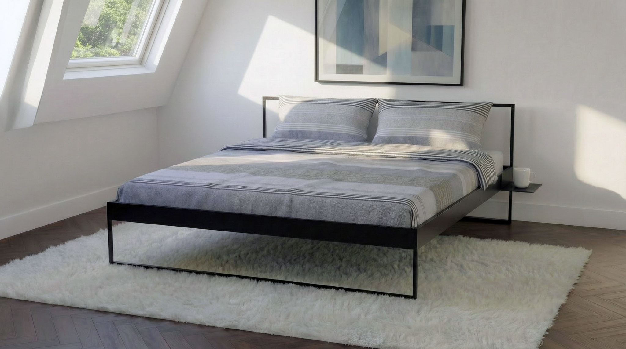 Minimalist metal design bed PROJECT with stable frame| Zwart metalen bed PROJECT met stabiel frame| Minimalistisches Metall-Designbett PROJECT mit stabilem Rahmen|
Cama de diseño metálica PROJECT con estructura estable